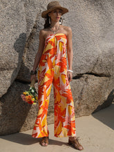 Load image into Gallery viewer, Tied Printed Tube Wide Leg Jumpsuit
