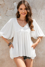 Load image into Gallery viewer, Double Take V-Neck Half Sleeve Blouse with Pockets
