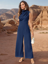 Load image into Gallery viewer, Ruched Mock Neck Sleeveless Jumpsuit
