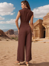 Load image into Gallery viewer, Ruched Mock Neck Sleeveless Jumpsuit
