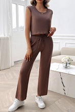 Load image into Gallery viewer, Ribbed Round Neck Top and Pants Set
