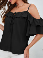 Load image into Gallery viewer, Ruffled Tied Half Sleeve Blouse
