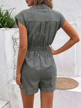 Load image into Gallery viewer, Striped Notched Tie Waist Romper
