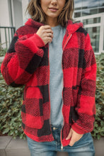 Load image into Gallery viewer, Double Take Full Size Plaid Long Sleeve Hooded Coat
