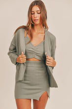 Load image into Gallery viewer, MABLE 3 Pieces Sweater Set with Crop Cami, Mini Skirt, Cardigan
