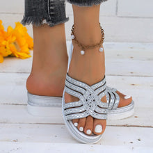 Load image into Gallery viewer, Rhinestone Open Toe Wedge Sandals
