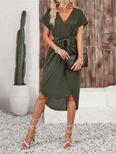 Load image into Gallery viewer, Tied Surplice Short Sleeve Dress
