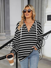 Load image into Gallery viewer, Drawstring Striped Long Sleeve Hoodie
