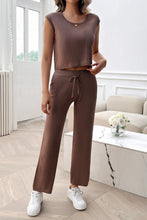 Load image into Gallery viewer, Ribbed Round Neck Top and Pants Set
