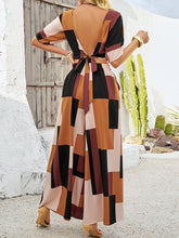 Load image into Gallery viewer, Color Block V-Neck Top and Wide Leg Pants Set
