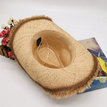 Load image into Gallery viewer, Raw Hem Wide Brim Straw Woven Hat
