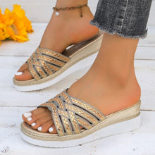 Load image into Gallery viewer, Rhinestone Open Toe Wedge Sandals
