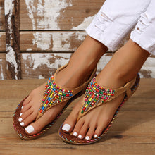 Load image into Gallery viewer, PU Leather Beaded Flat Sandals
