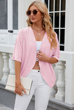 Load image into Gallery viewer, Eyelet Open Front Half Sleeve Cardigan
