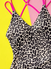 Load image into Gallery viewer, Leopard Plunge Spaghetti Strap One-Piece Swimwear
