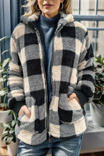 Load image into Gallery viewer, Double Take Full Size Plaid Long Sleeve Hooded Coat
