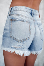 Load image into Gallery viewer, Distressed Raw Hem Denim Shorts
