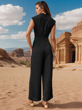 Load image into Gallery viewer, Ruched Mock Neck Sleeveless Jumpsuit
