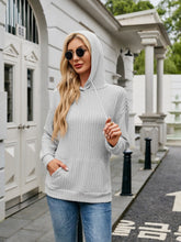 Load image into Gallery viewer, Ribbed Drawstring Long Sleeve Hoodie
