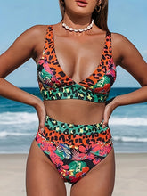 Load image into Gallery viewer, Leopard Plunge Wide Strap Two-Piece Swim Set
