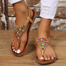 Load image into Gallery viewer, PU Leather Beaded Flat Sandals
