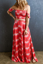 Load image into Gallery viewer, Smocked Off-Shoulder Top and Slit Skirt Set
