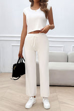 Load image into Gallery viewer, Ribbed Round Neck Top and Pants Set
