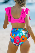 Load image into Gallery viewer, Cropped Swim Top and Floral Bottoms Set
