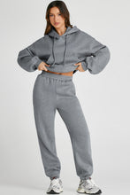 Load image into Gallery viewer, Dropped Shoulder Hooded Top and Pants Active Set
