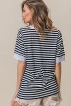 Load image into Gallery viewer, BiBi Contrast Striped Notched Knit Top
