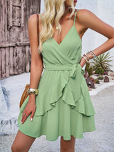 Load image into Gallery viewer, Ruffled Layered Surplice Mini Cami Dress
