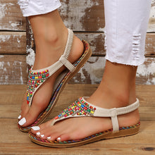 Load image into Gallery viewer, PU Leather Beaded Flat Sandals
