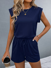 Load image into Gallery viewer, Round Neck Cap Sleeve Romper
