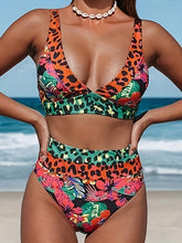 Load image into Gallery viewer, Leopard Plunge Wide Strap Two-Piece Swim Set
