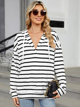Load image into Gallery viewer, Drawstring Striped Long Sleeve Hoodie
