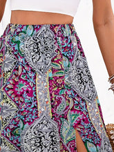 Load image into Gallery viewer, Slit Printed Elastic Waist Skirt
