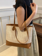 Load image into Gallery viewer, Contrast Straw Woven Tote Bag
