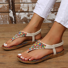 Load image into Gallery viewer, PU Leather Beaded Flat Sandals
