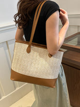 Load image into Gallery viewer, Contrast Straw Woven Tote Bag
