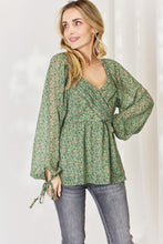 Load image into Gallery viewer, HEYSON Full Size Floral Surplice Peplum Blouse
