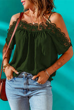 Load image into Gallery viewer, Spaghetti Strap Cold-Shoulder Lace Trim Blouse
