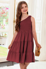 Load image into Gallery viewer, One-Shoulder Sleeveless Tiered Dress
