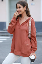 Load image into Gallery viewer, Exposed Seam V-Neck Drawstring Hoodie
