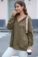 Load image into Gallery viewer, Exposed Seam V-Neck Drawstring Hoodie
