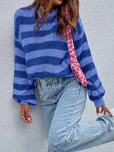 Load image into Gallery viewer, Honey Striped Round Neck Long Sleeve Sweater
