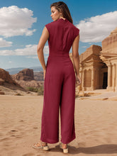 Load image into Gallery viewer, Ruched Mock Neck Sleeveless Jumpsuit
