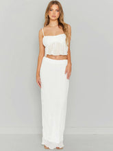 Load image into Gallery viewer, Square Neck Sleeveless Top and Ruched Skirt Set
