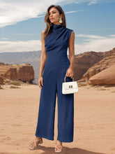 Load image into Gallery viewer, Ruched Mock Neck Sleeveless Jumpsuit
