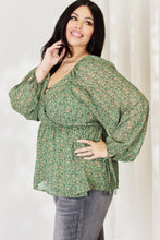 Load image into Gallery viewer, HEYSON Full Size Floral Surplice Peplum Blouse
