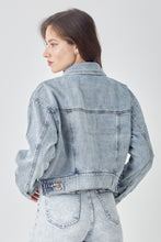 Load image into Gallery viewer, RISEN Full Size Button Down Cropped Denim Jacket
